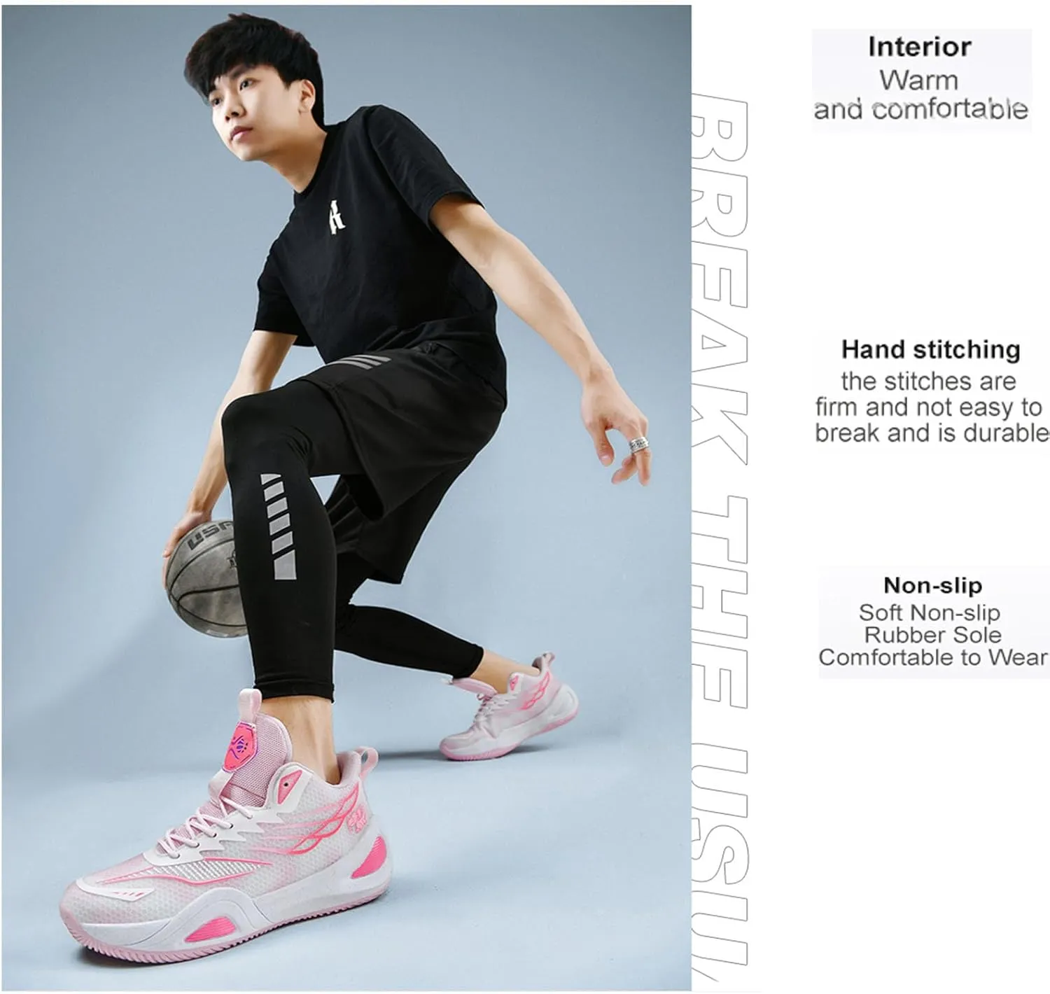Men's Sports Non-Slip Breathable Real Training Basketball Shoes Fashion Comfortable Cushioning Fitness Sneakers Outdoor Running Walking Shoes