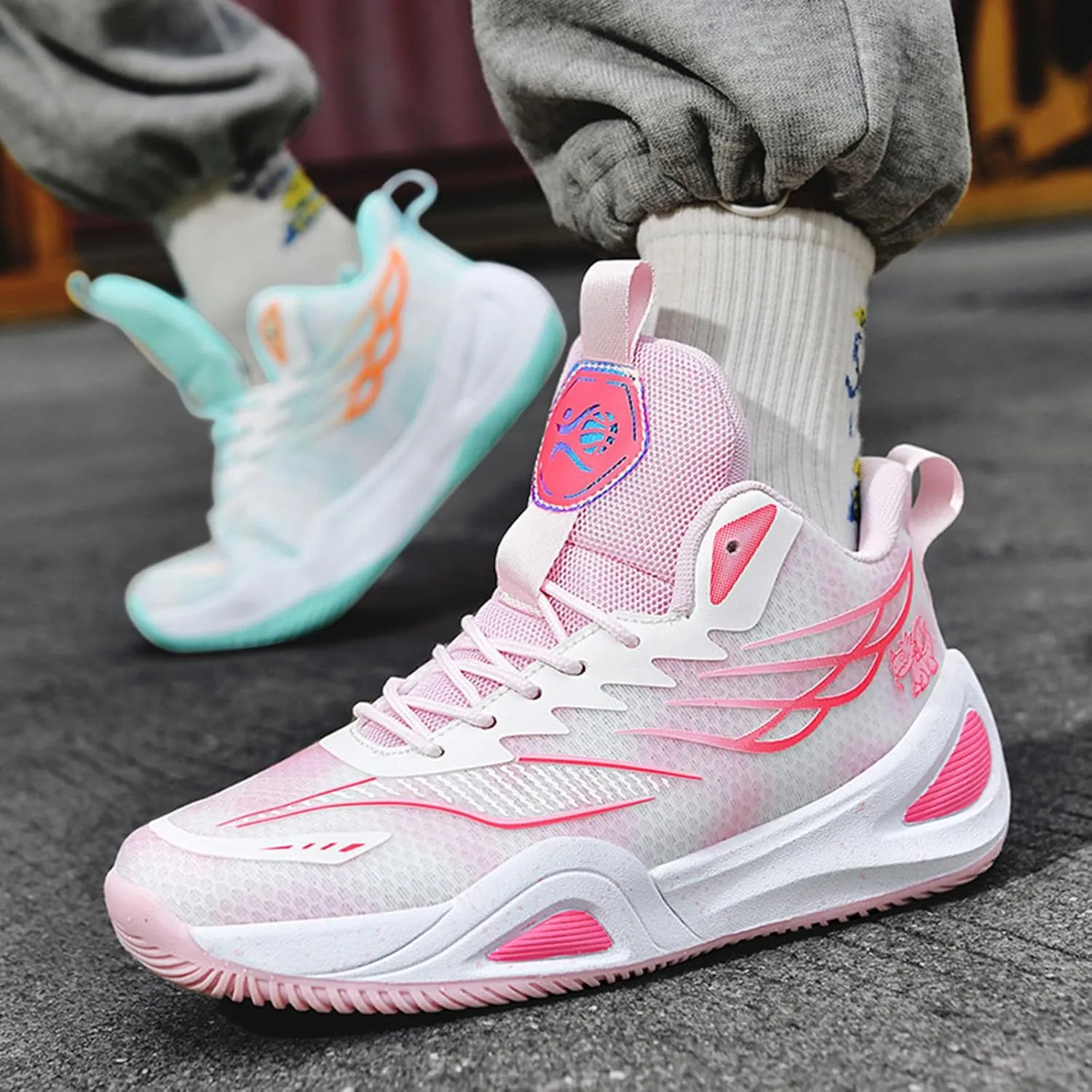 Men's Sports Non-Slip Breathable Real Training Basketball Shoes Fashion Comfortable Cushioning Fitness Sneakers Outdoor Running Walking Shoes