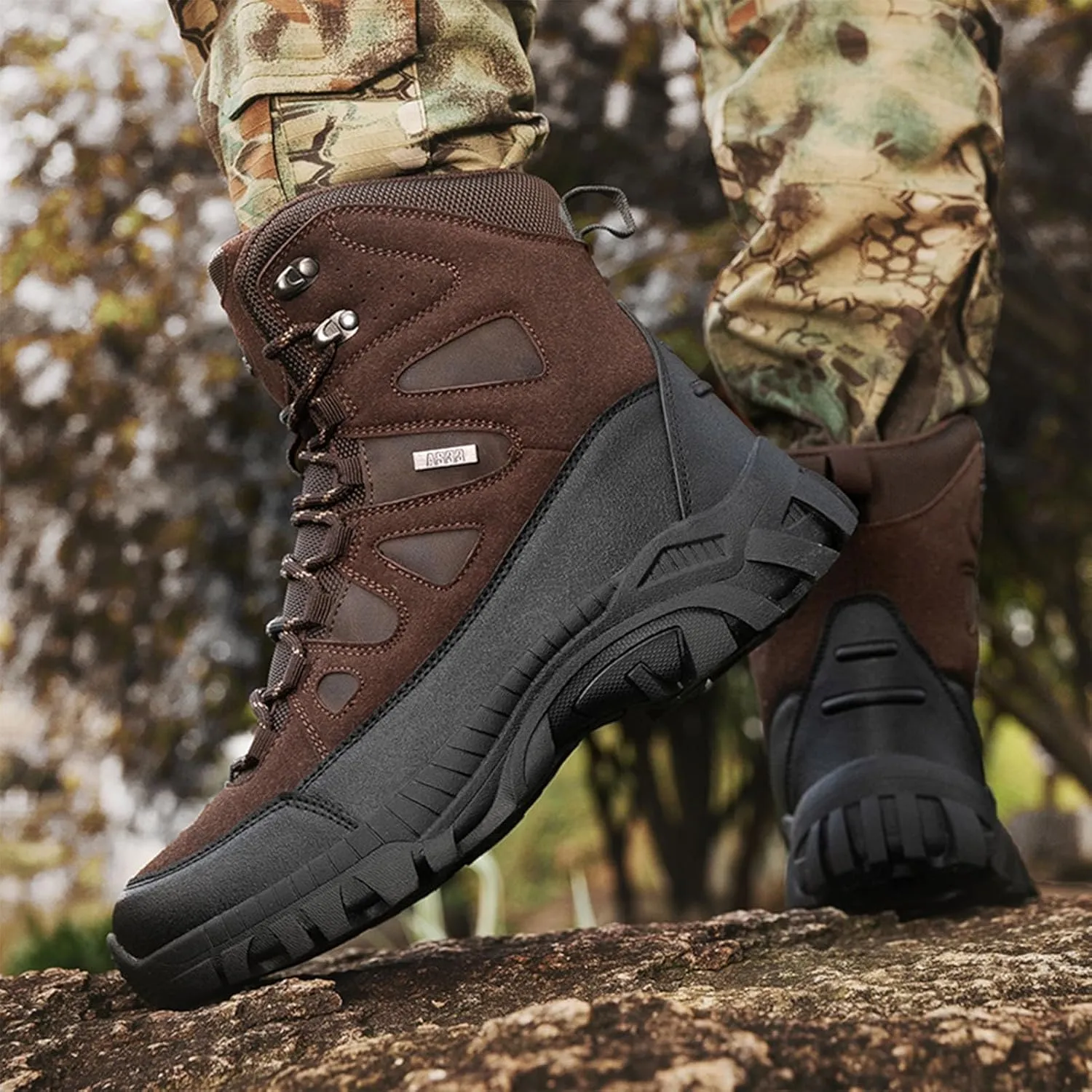 Mens Tactical Combat Boots  Waterproof, Non-Slip Military Hiking Boots with Durable Suede Leather & Ankle Support for Outdoor, Work & Hunting
