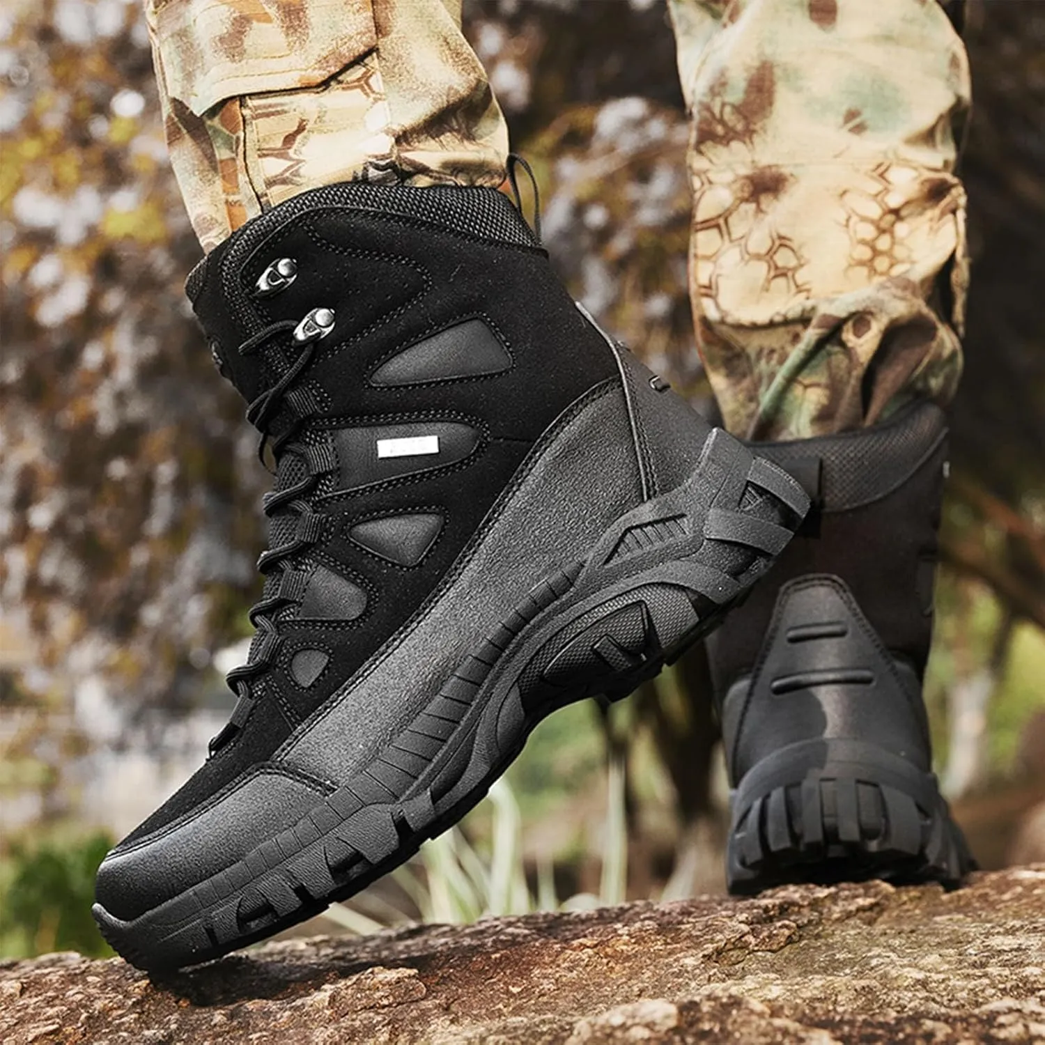 Mens Tactical Combat Boots  Waterproof, Non-Slip Military Hiking Boots with Durable Suede Leather & Ankle Support for Outdoor, Work & Hunting