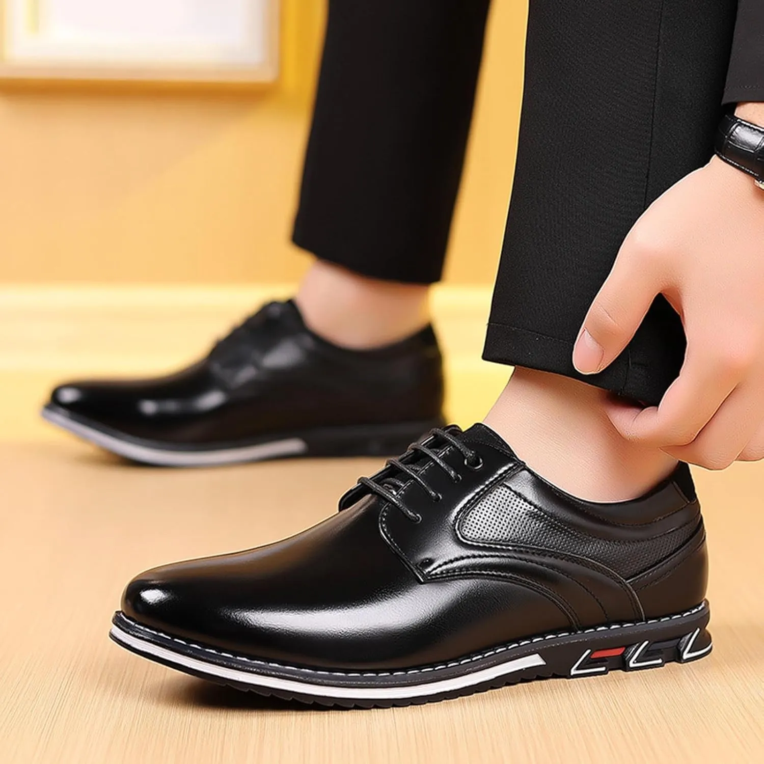 Men's Tuxedo Dress Shoes Oxfords Shoes for Men Comfortable Formal Lace-Up Formal Sneakers