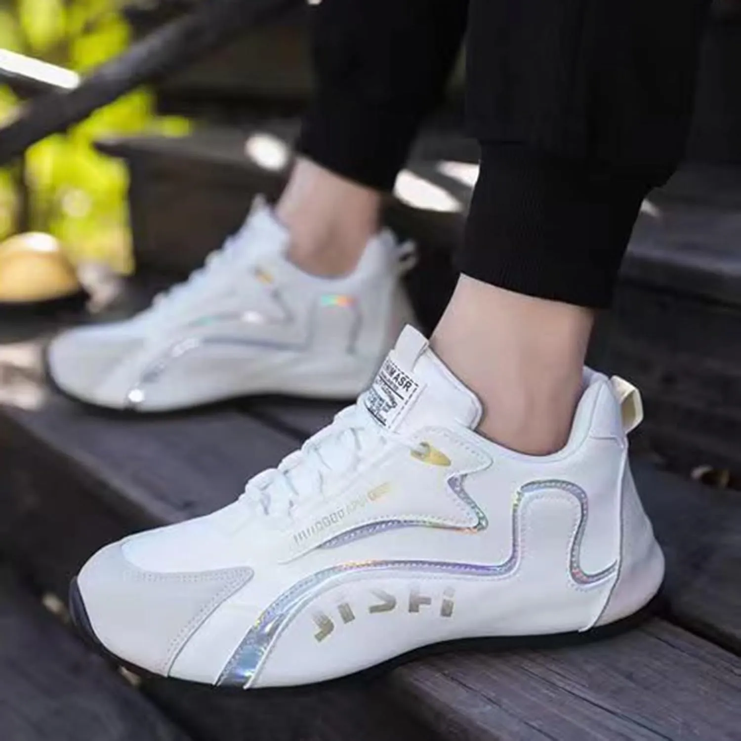 Men's White Running Sneakers - Golf Shoes