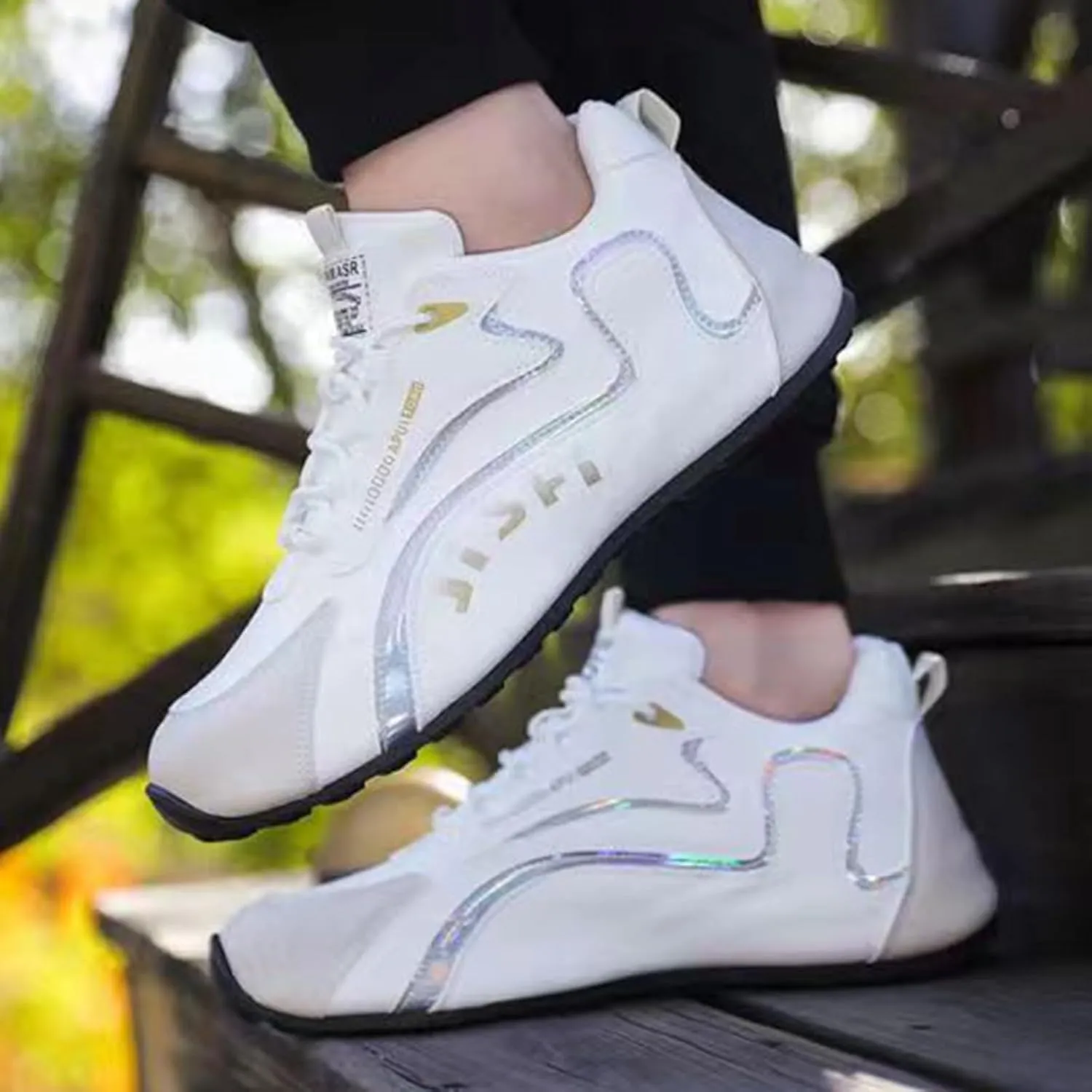 Men's White Running Sneakers - Golf Shoes