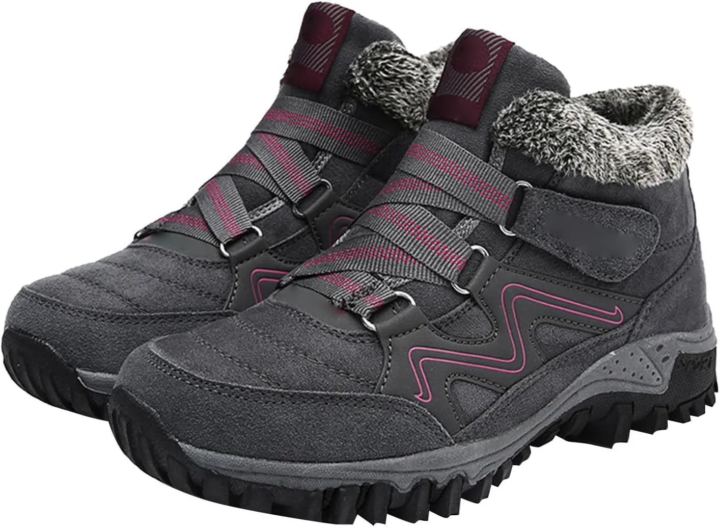 Mens Work Boots Composite Hiking Sneakers Fur Lined Ankle Boot Women's Safety Toe Shoes Non Slip Platform Shoes Slip Resistant Safety Hike Grounded Footwear