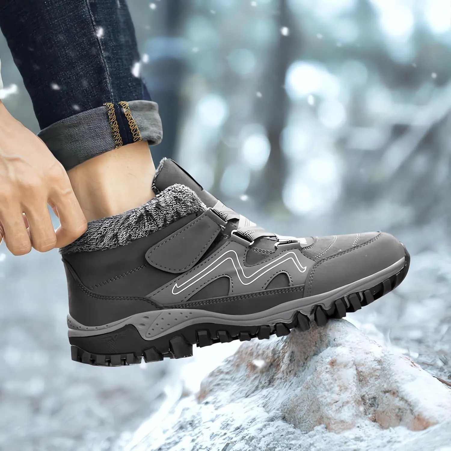 Mens Work Boots Composite Hiking Sneakers Fur Lined Ankle Boot Women's Safety Toe Shoes Non Slip Platform Shoes Slip Resistant Safety Hike Grounded Footwear