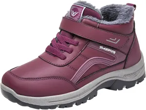 Men's Work Boots Composite Toe Hiking Sneakers Warm Fur Lined Safety Shoes for Women Winter Waterproof Outdoor Shoes Lightweight Anti Slip Hike Grounded Footwear