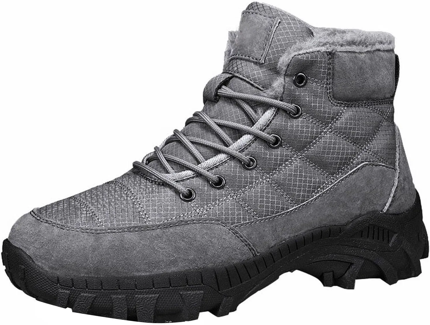 Mens Work Boots Waterproof Hiking Sneakers Warm Fur Lined Safety Toe Shoes for Women Food Service Waterproof Outdoor Shoes Lightweight Anti Slip Hike Grounded Footwear