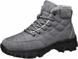 Mens Work Boots Waterproof Hiking Sneakers Warm Fur Lined Safety Toe Shoes for Women Food Service Waterproof Outdoor Shoes Lightweight Anti Slip Hike Grounded Footwear