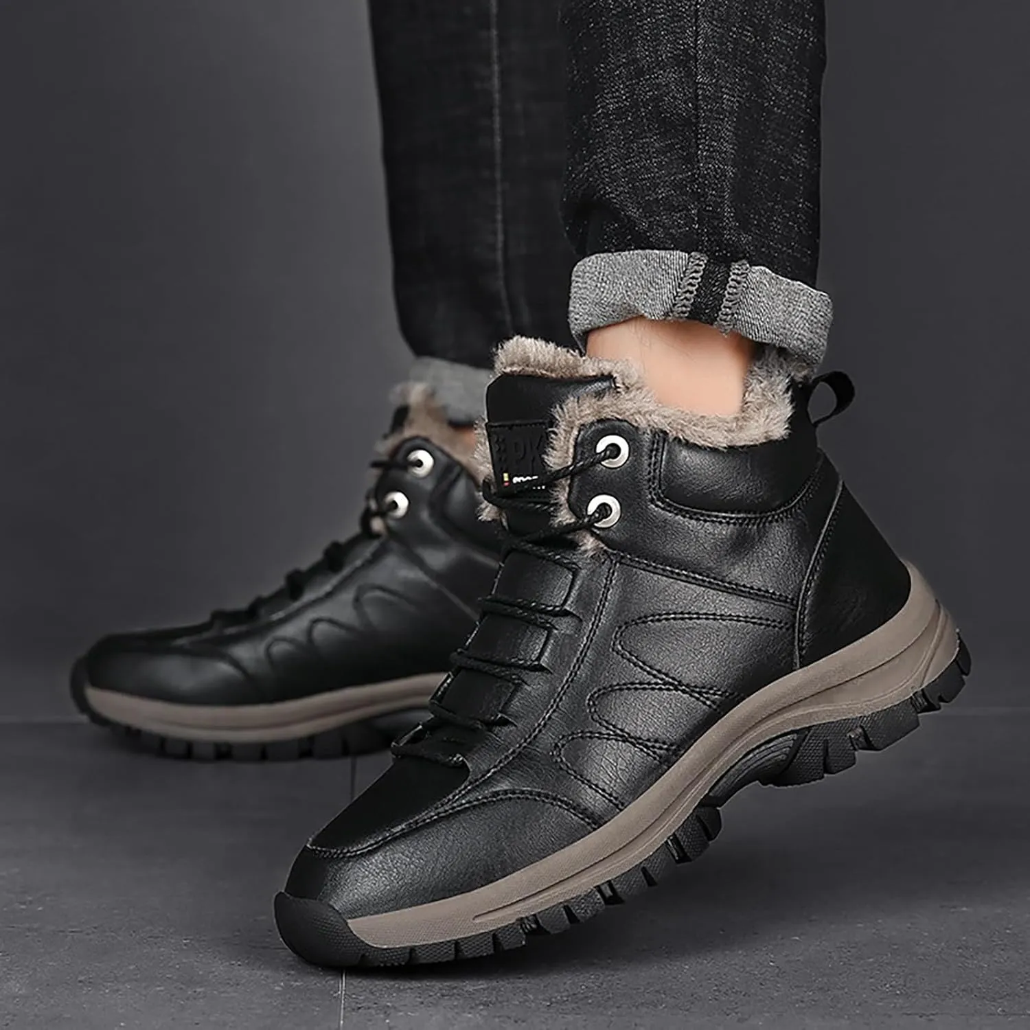 Men's Work Boots with Zipper Hiking Sneakers Shoes with Hook Loop Women Safety Toe Shoes Non-Slip Winter Backpacking Snow Botas Warm Water Hike Grounded Footwear