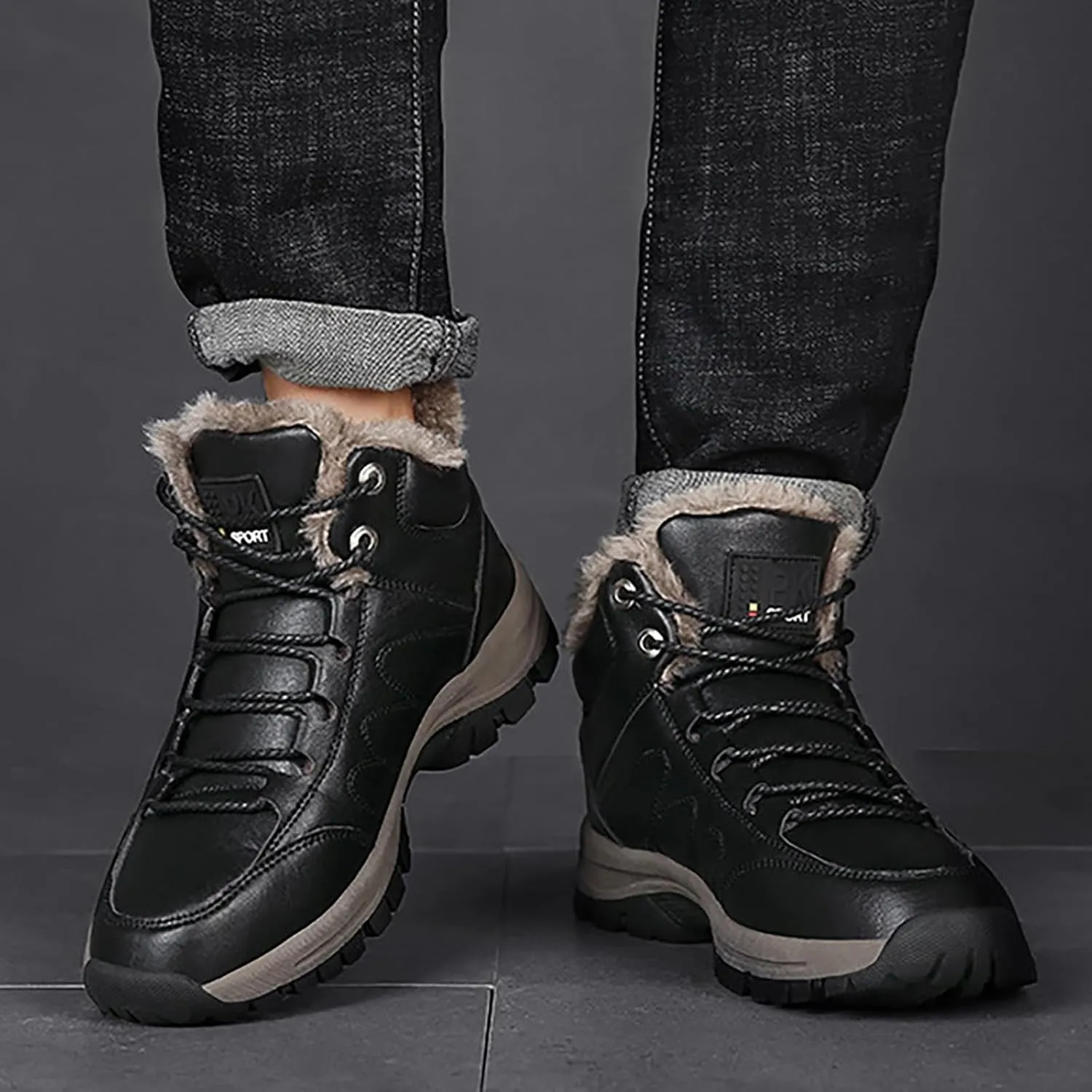 Men's Work Boots with Zipper Hiking Sneakers Shoes with Hook Loop Women Safety Toe Shoes Non-Slip Winter Backpacking Snow Botas Warm Water Hike Grounded Footwear