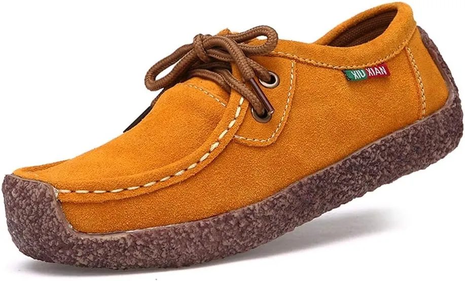 MIOKE Women's Casual Driving Loafers Moccasins Lace Up Breathable Comfortable Driver Flat Oxfords Shoes