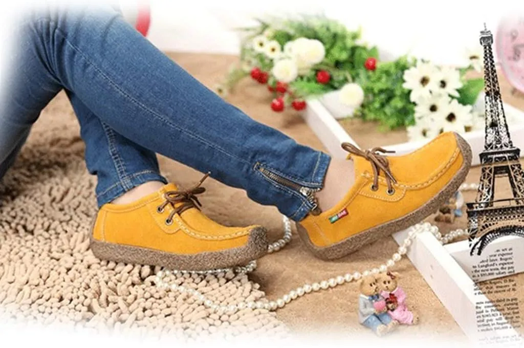 MIOKE Women's Casual Driving Loafers Moccasins Lace Up Breathable Comfortable Driver Flat Oxfords Shoes