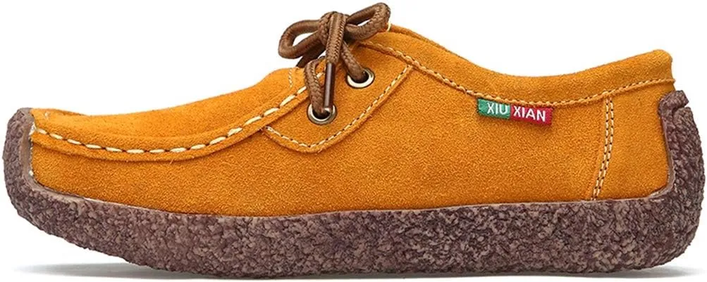 MIOKE Women's Casual Driving Loafers Moccasins Lace Up Breathable Comfortable Driver Flat Oxfords Shoes