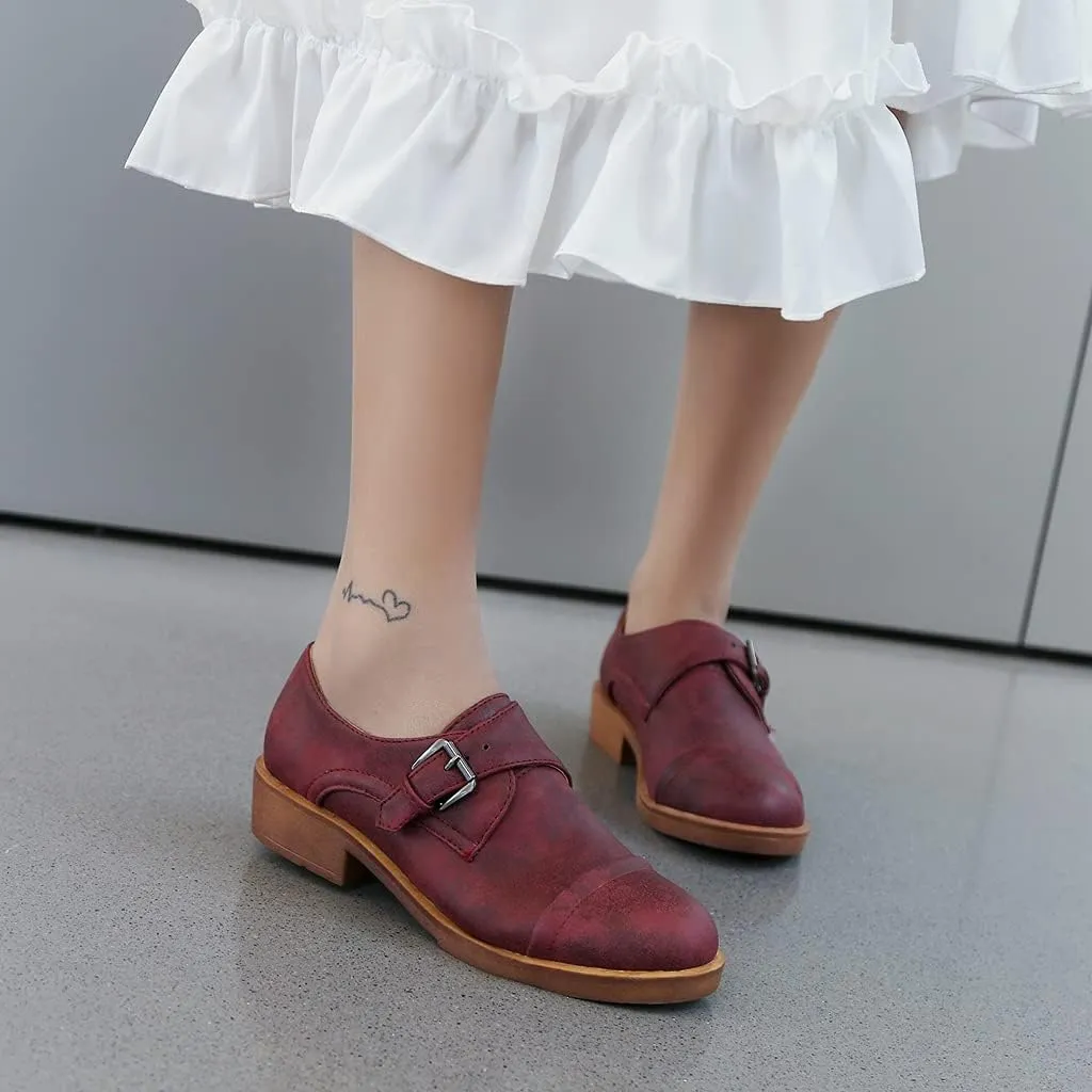 MIOKE Women's Casual Flat Oxford Shoes Suede Round Toe Comfort Low Heel Zipper Walking Oxfords Loafers