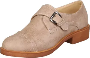 MIOKE Women's Casual Flat Oxford Shoes Suede Round Toe Comfort Low Heel Zipper Walking Oxfords Loafers