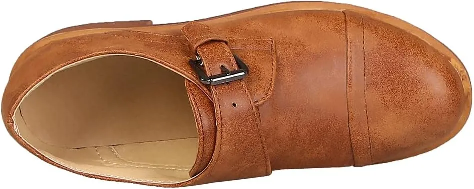MIOKE Women's Casual Flat Oxford Shoes Suede Round Toe Comfort Low Heel Zipper Walking Oxfords Loafers