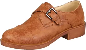 MIOKE Women's Casual Flat Oxford Shoes Suede Round Toe Comfort Low Heel Zipper Walking Oxfords Loafers