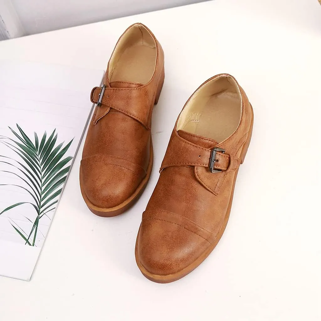 MIOKE Women's Casual Flat Oxford Shoes Suede Round Toe Comfort Low Heel Zipper Walking Oxfords Loafers