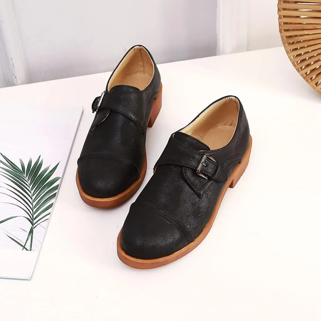 MIOKE Women's Casual Flat Oxford Shoes Suede Round Toe Comfort Low Heel Zipper Walking Oxfords Loafers