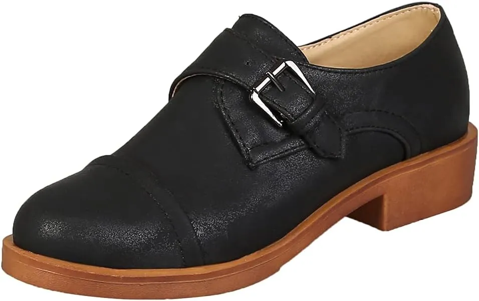 MIOKE Women's Casual Flat Oxford Shoes Suede Round Toe Comfort Low Heel Zipper Walking Oxfords Loafers