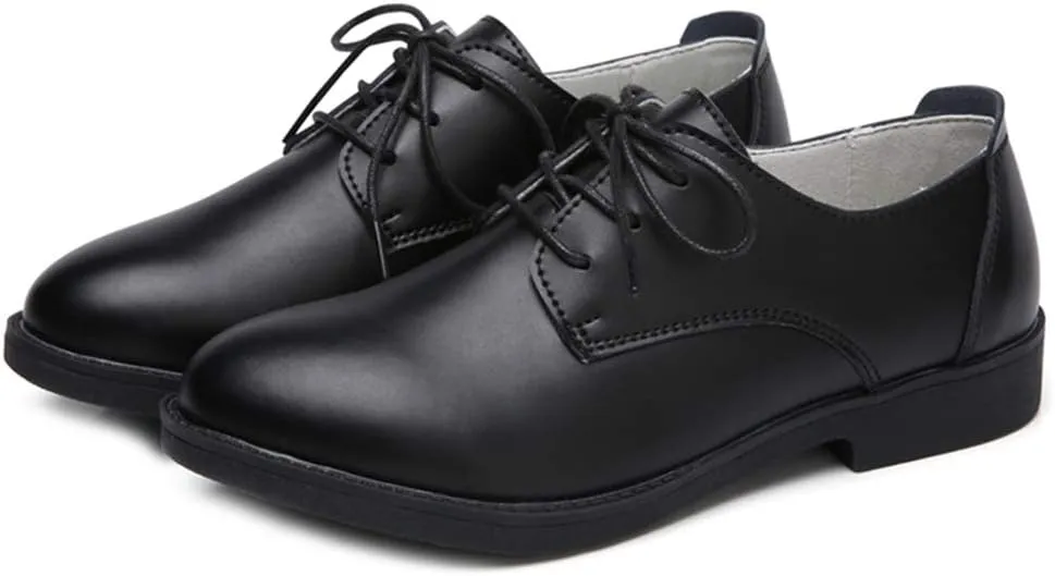MIOKE Women's Casual Flat Saddle Oxford Shoes Lace Up Round Toe Low Heel Vintage School Oxfords Brogues