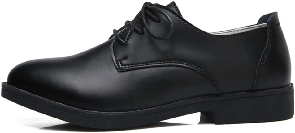 MIOKE Women's Casual Flat Saddle Oxford Shoes Lace Up Round Toe Low Heel Vintage School Oxfords Brogues
