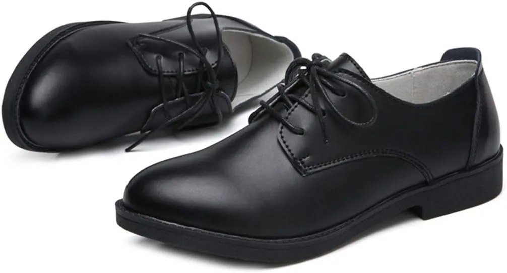 MIOKE Women's Casual Flat Saddle Oxford Shoes Lace Up Round Toe Low Heel Vintage School Oxfords Brogues