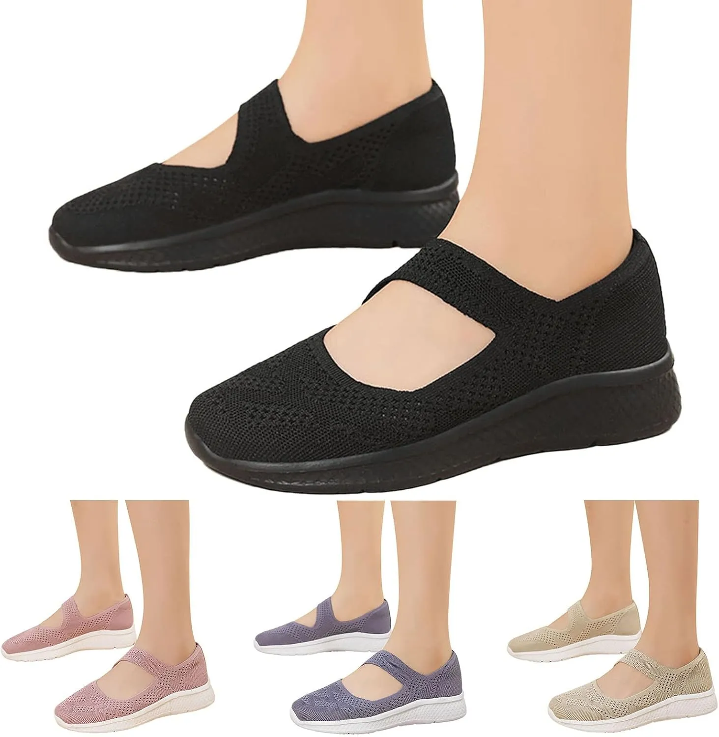 Nursing Shoes for Women Hollow Mesh Breathable Shoes Fashion Slip On Casual Shoes Hook Loop Soft Woven Shoes