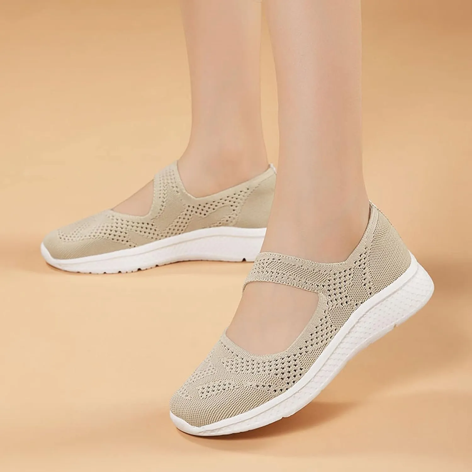 Nursing Shoes for Women Hollow Mesh Breathable Shoes Fashion Slip On Casual Shoes Hook Loop Soft Woven Shoes