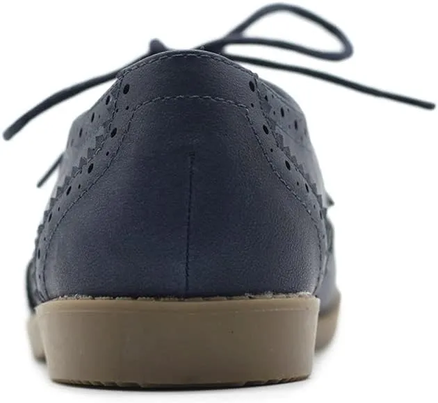 Ollio Women's Flats Shoes Wingtip Lace Up Oxfords