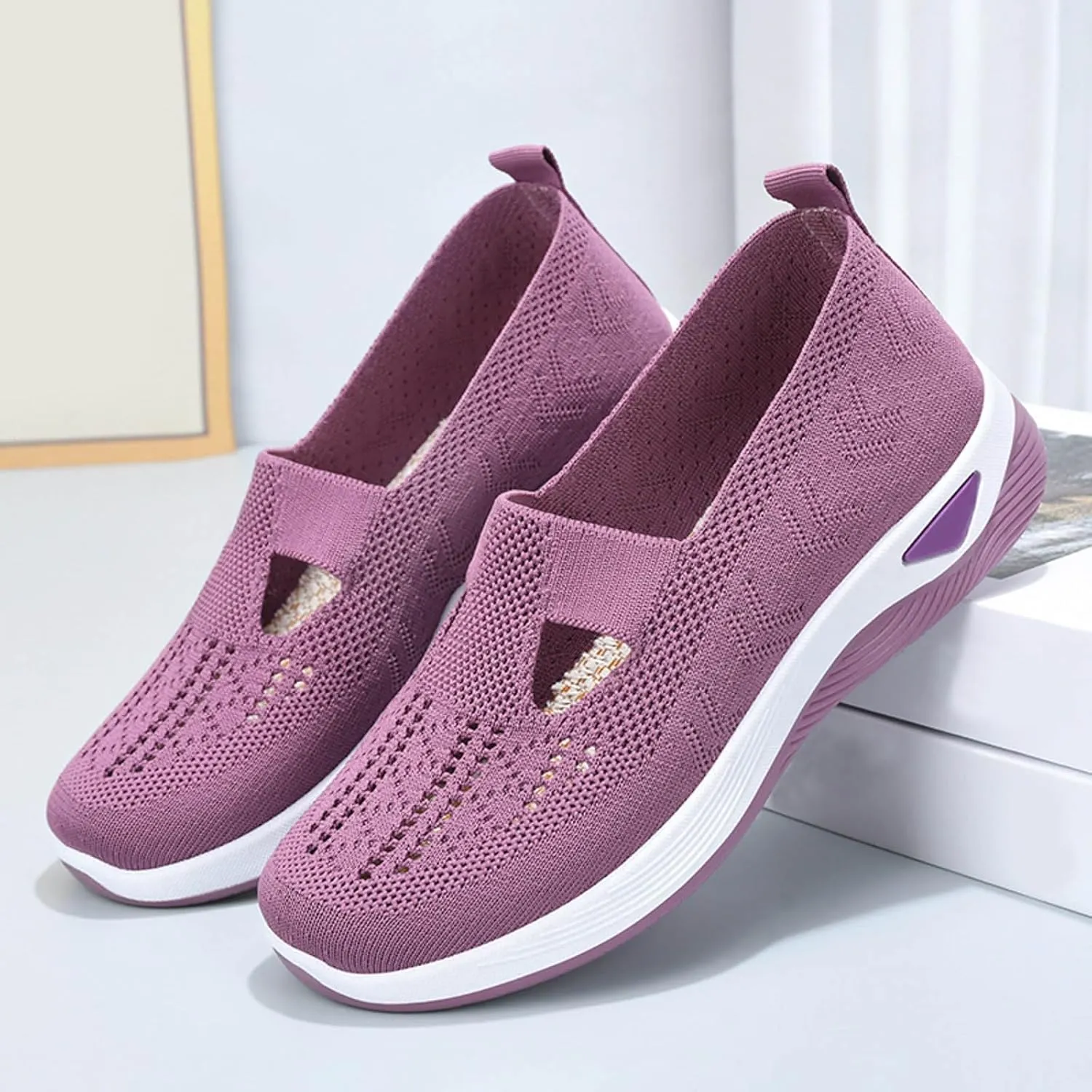 Orthopedic Casual Shoes for Plantar Fasciitis Relief Womens Slip On Walking Sneakers with Arch Support Comfortable Loafers Diabetic Feet