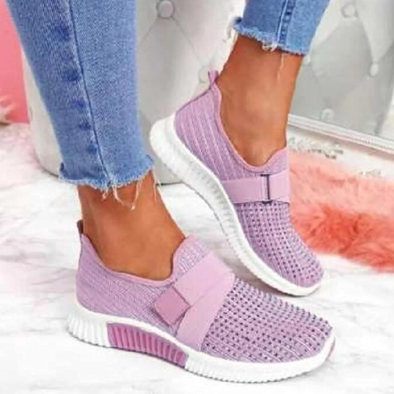 Orthopedic Sneakers for Women Slip On Walking Shoes with Arch Support Comfortable Casual Loafers Plantar Fasciitis Relief Foot Pain Diabetic Swollen Feet