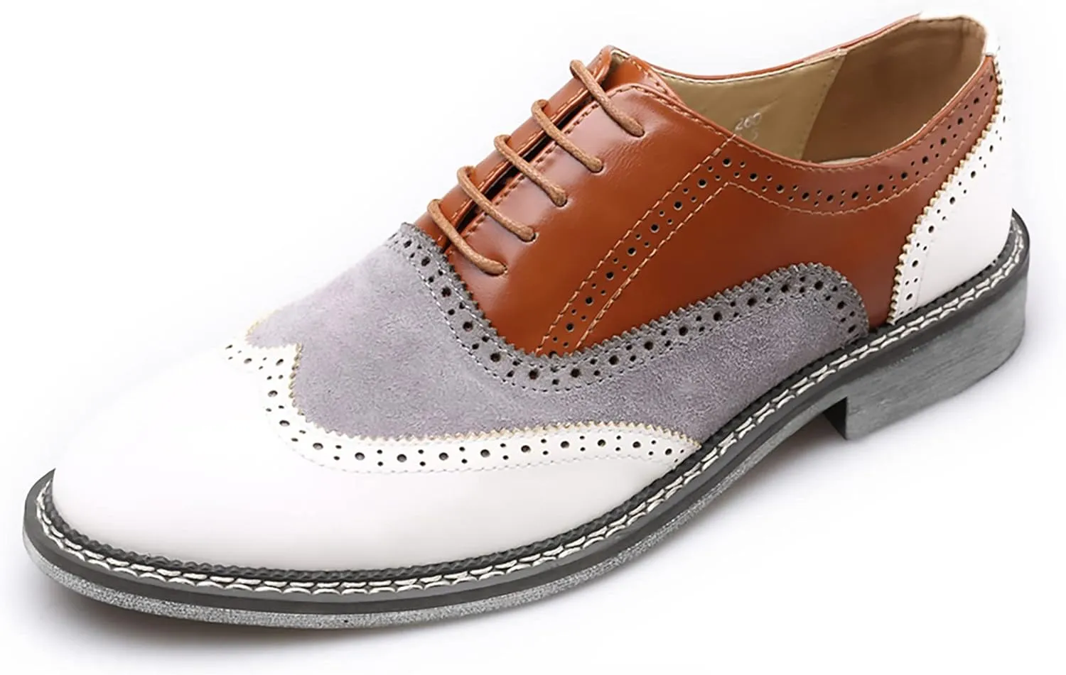 QHBPMGAD Mens Oxford Sneaker Dress Shoes-Stylish Wingtip Brogue Oxfords Casual Suede Shoes Work Travel Gift