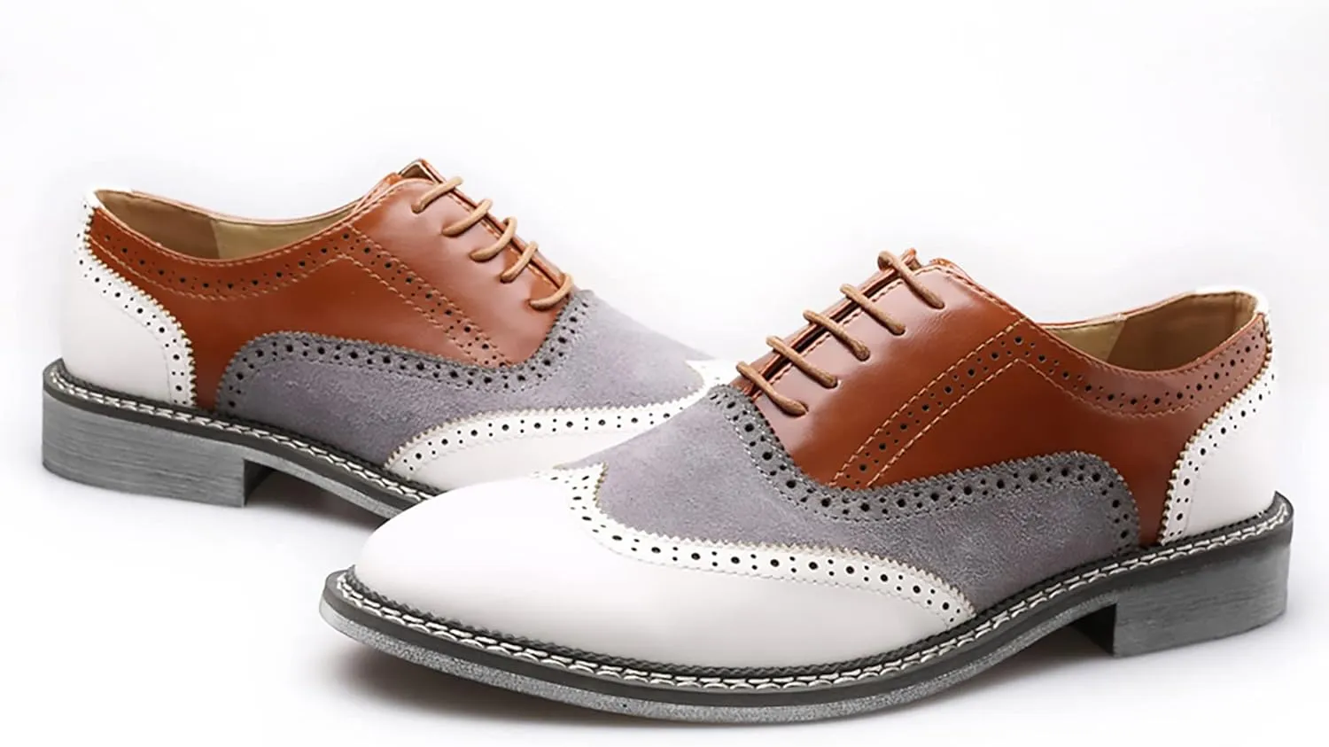 QHBPMGAD Mens Oxford Sneaker Dress Shoes-Stylish Wingtip Brogue Oxfords Casual Suede Shoes Work Travel Gift