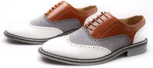 QHBPMGAD Mens Oxford Sneaker Dress Shoes-Stylish Wingtip Brogue Oxfords Casual Suede Shoes Work Travel Gift