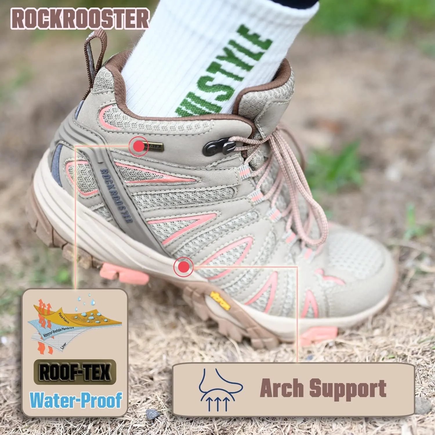 ROCKROOSTER Bedrock - Mens Urban Waterproof Anti-Fatigue Outdoor Hiking Boots