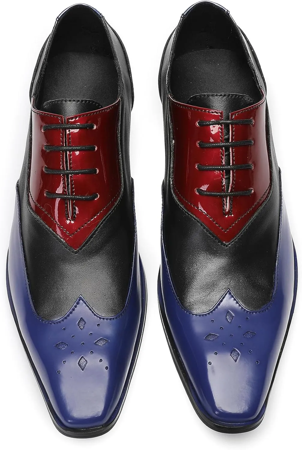 Santimon Mens Oxfords Casual Dress Leather Three Tone Formal Derby Wedding Ballroom Halloween Fashion Western Walking Shoes for Men