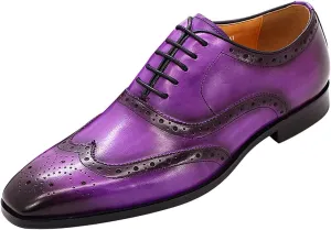 Santimon Men's Oxfords Dress Formal Wingtips Brogues Suit Shoes Genuine Leather Tuxedo Wedding Business Casual Comfortable Prom Shoes for Men