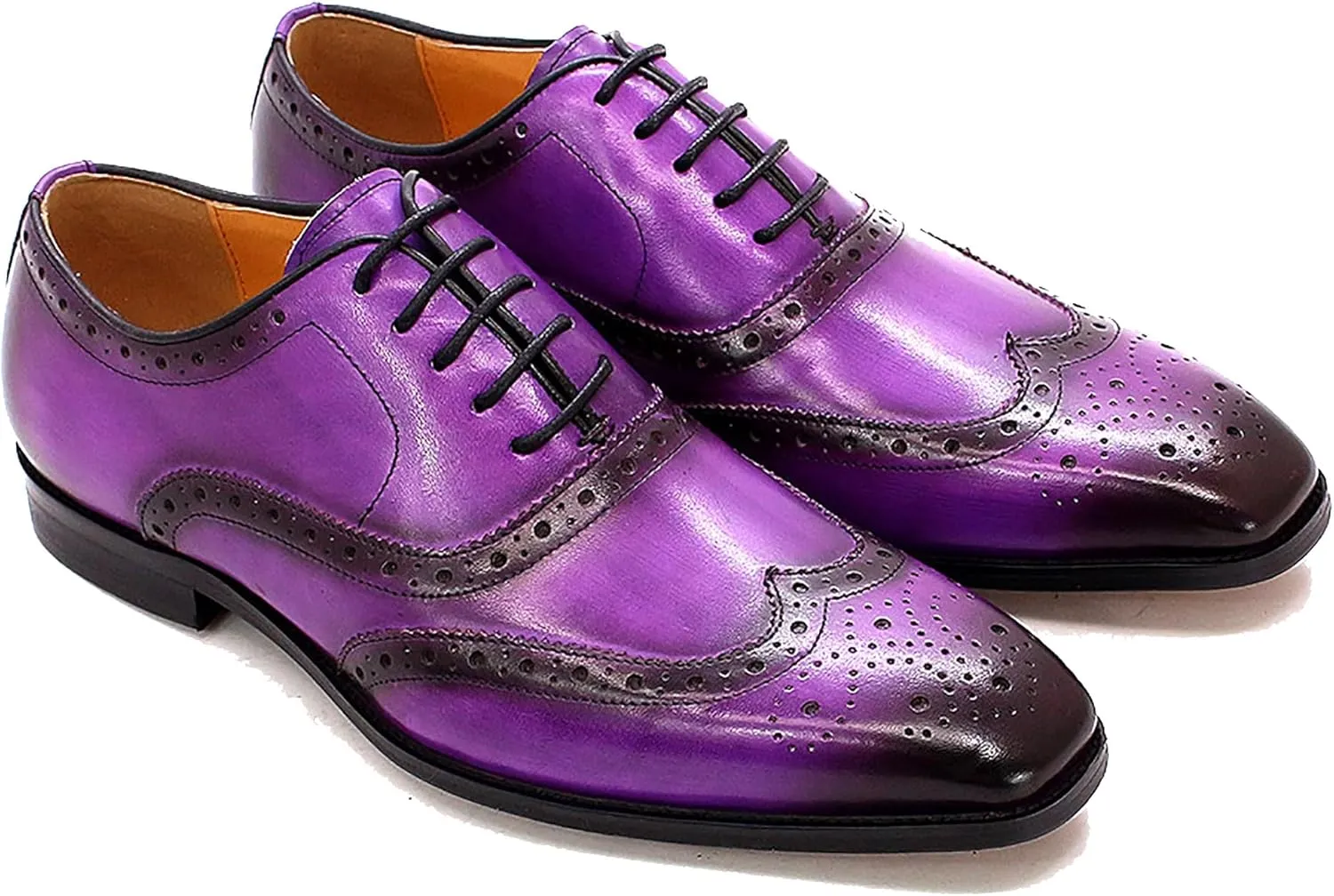 Santimon Men's Oxfords Dress Formal Wingtips Brogues Suit Shoes Genuine Leather Tuxedo Wedding Business Casual Comfortable Prom Shoes for Men