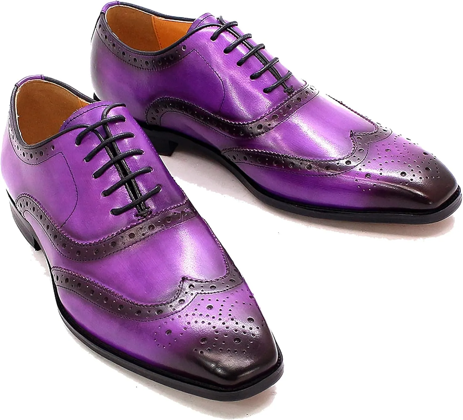 Santimon Men's Oxfords Dress Formal Wingtips Brogues Suit Shoes Genuine Leather Tuxedo Wedding Business Casual Comfortable Prom Shoes for Men