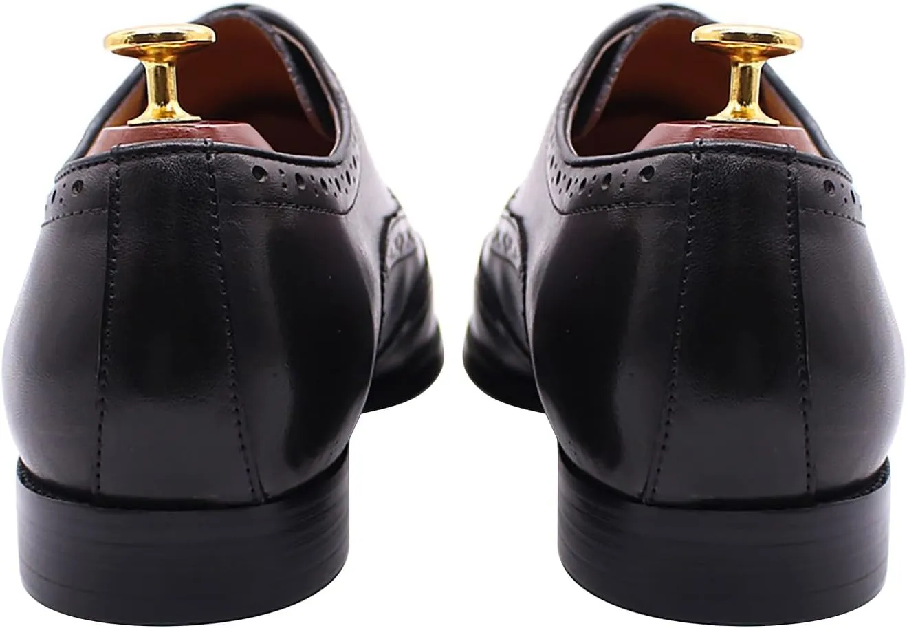 Santimon Men's Oxfords Dress Formal Wingtips Brogues Suit Shoes Genuine Leather Tuxedo Wedding Business Casual Comfortable Prom Shoes for Men