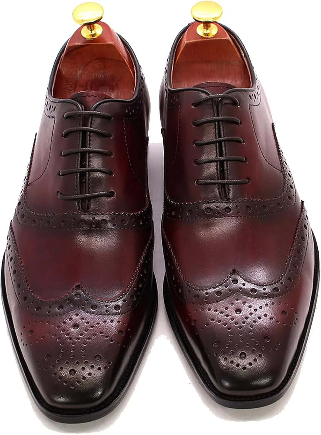 Santimon Men's Oxfords Dress Formal Wingtips Brogues Suit Shoes Genuine Leather Tuxedo Wedding Business Casual Comfortable Prom Shoes for Men