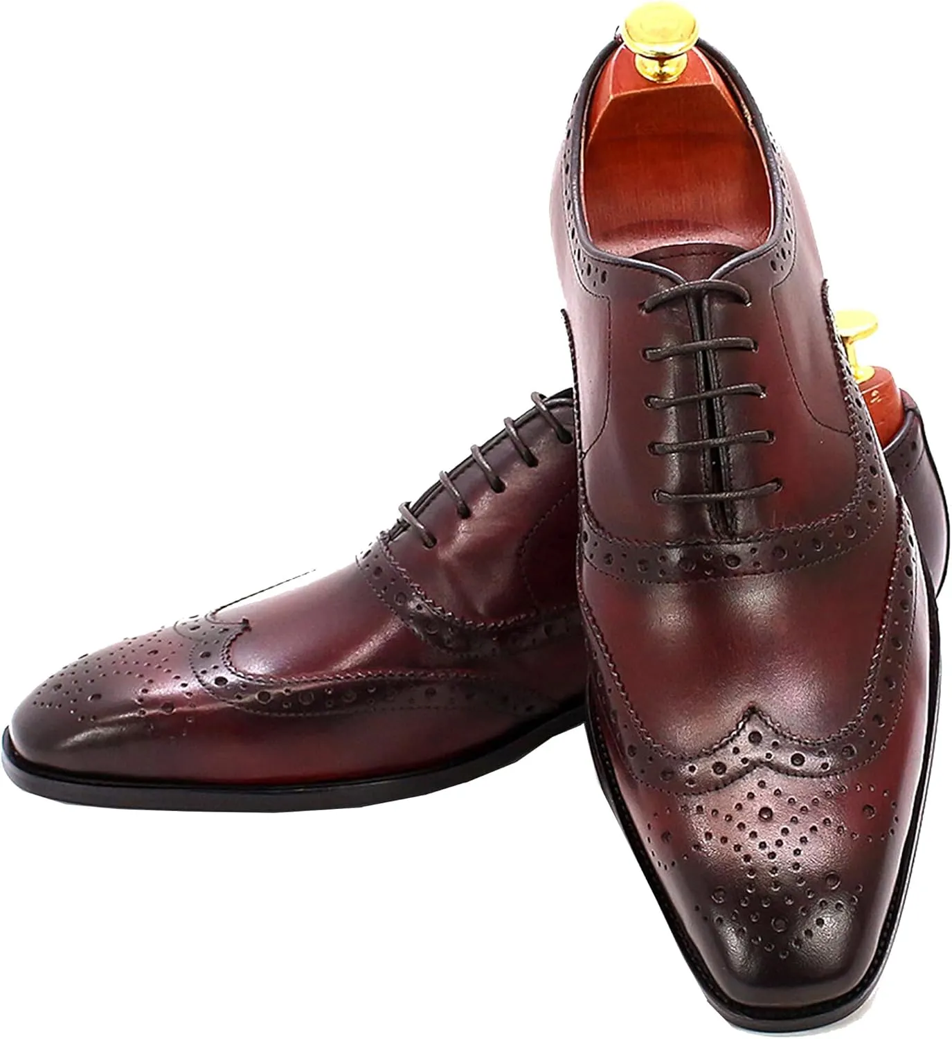 Santimon Men's Oxfords Dress Formal Wingtips Brogues Suit Shoes Genuine Leather Tuxedo Wedding Business Casual Comfortable Prom Shoes for Men