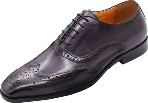 Santimon Men's Oxfords Dress Formal Wingtips Brogues Suit Shoes Genuine Leather Tuxedo Wedding Business Casual Comfortable Prom Shoes for Men