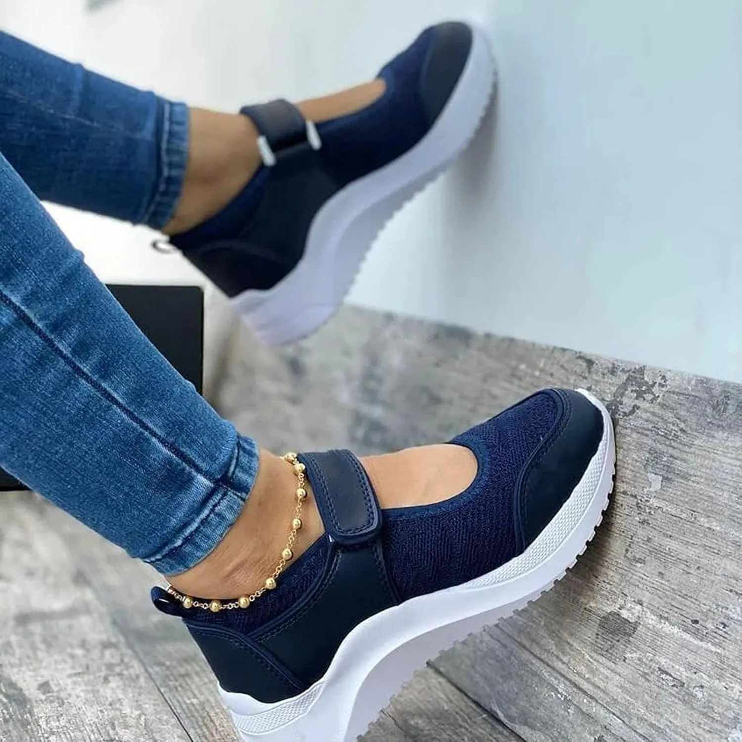 SBGMoSJ Chunky Sneakers for Women 2023 Black Orthopedic Shoes for Women Wide Toe Womens Slip On Tennis Shoes Size 7 Womens Sneakers Size 8 Trendy Womens Shoes Slip Ons Flats Fall 2023