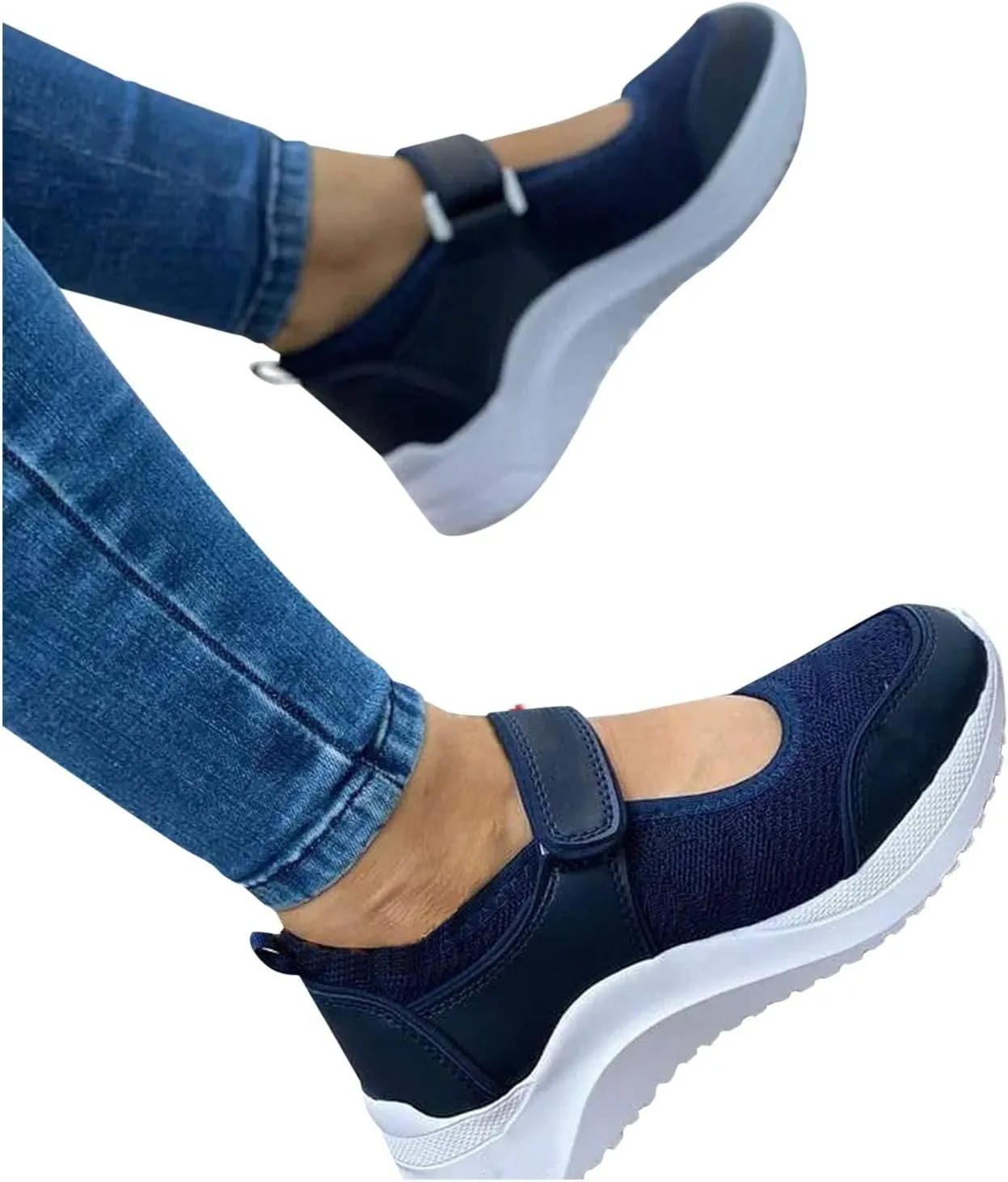 SBGMoSJ Chunky Sneakers for Women 2023 Black Orthopedic Shoes for Women Wide Toe Womens Slip On Tennis Shoes Size 7 Womens Sneakers Size 8 Trendy Womens Shoes Slip Ons Flats Fall 2023