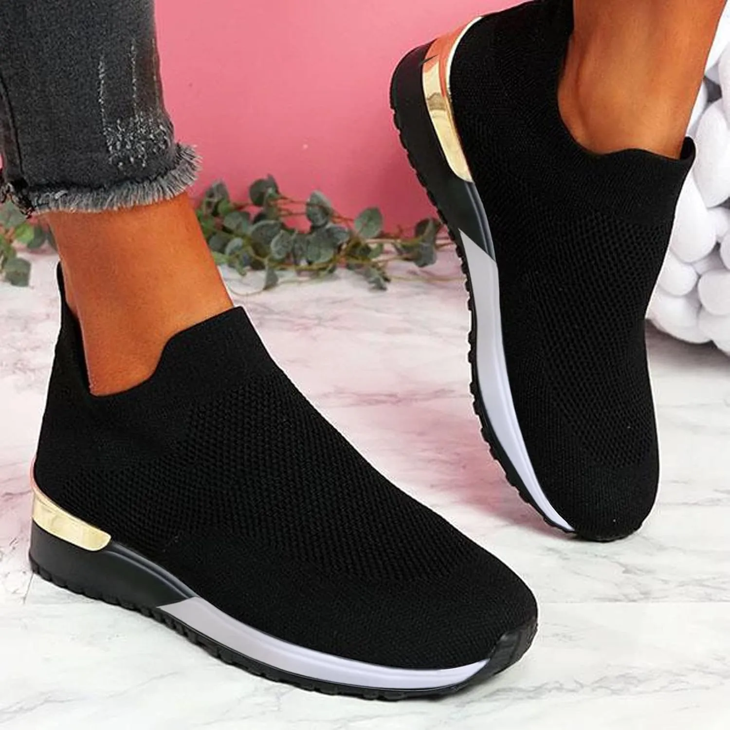 SBGMoSJ Sneakers for Women Size 8 Wide Women's Slip On Tennis Shoes Size 8 Womens White Slip On Sneakers Size 8 Platform Sneakers for Women Fashion Tan Zapatos para Mujer CóModos Con Plataforma