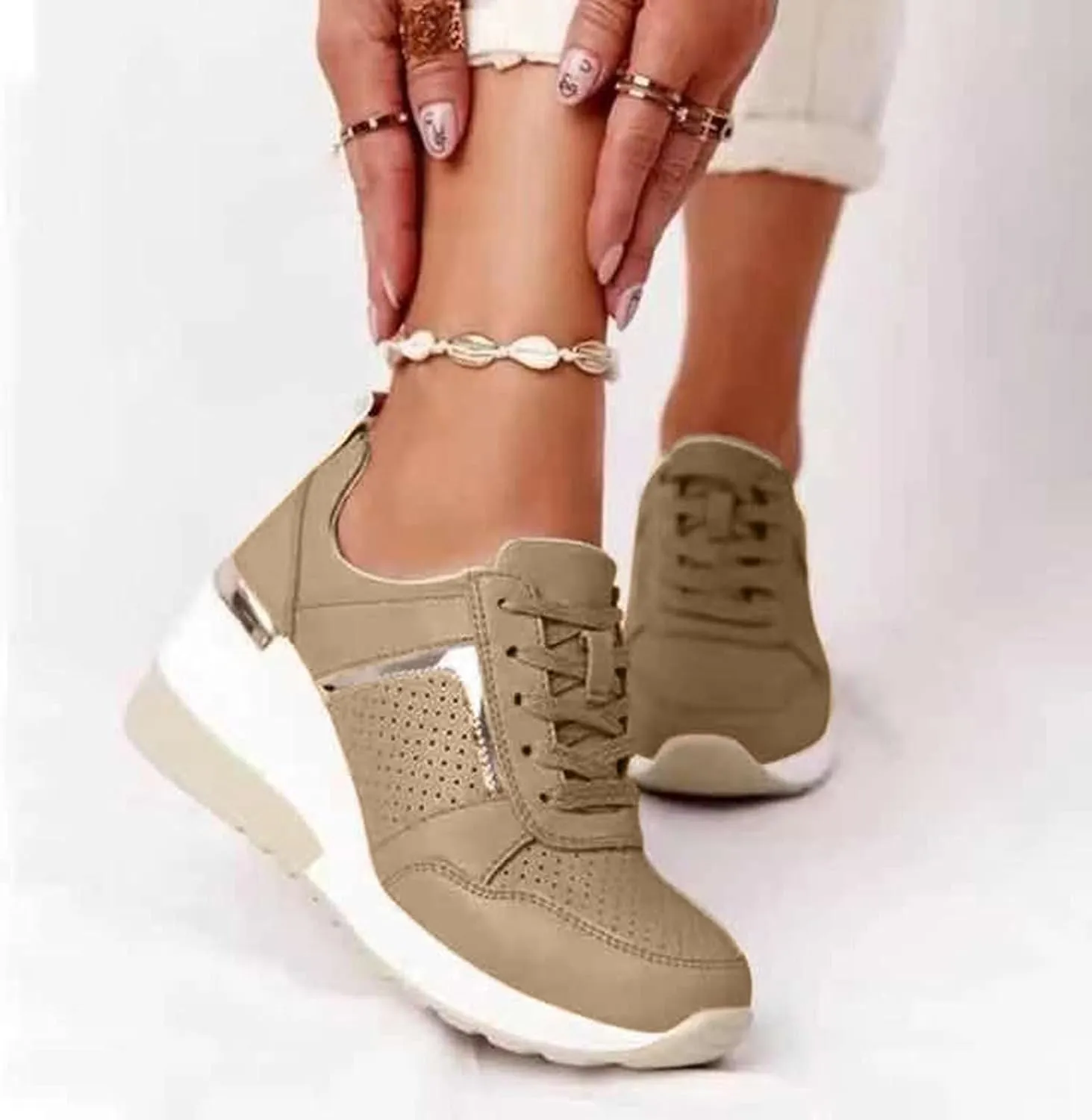 SBGMoSJ Walking Sneakers for Women 2023 with High Arch Slip On Sneakers for Women Size 10.5 Womens Athletic Shoes Size 11 Wide Platform Sneakers for Women Wide Zapatos Negros para Mujer Altos
