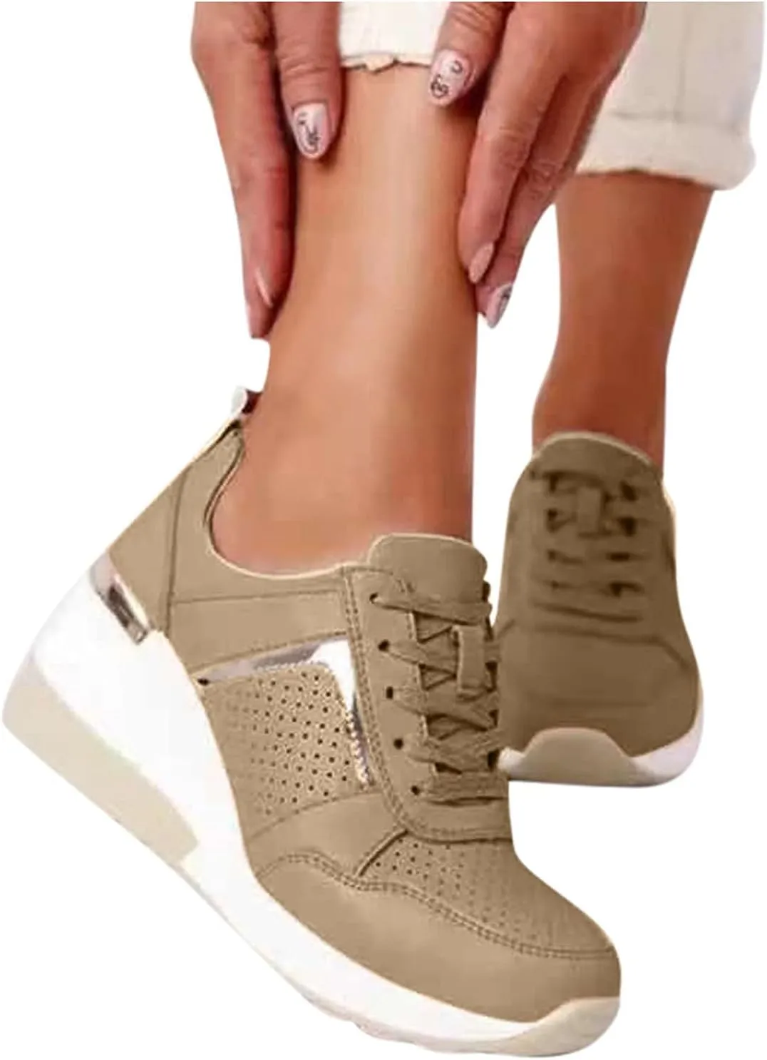 SBGMoSJ Walking Sneakers for Women 2023 with High Arch Slip On Sneakers for Women Size 10.5 Womens Athletic Shoes Size 11 Wide Platform Sneakers for Women Wide Zapatos Negros para Mujer Altos