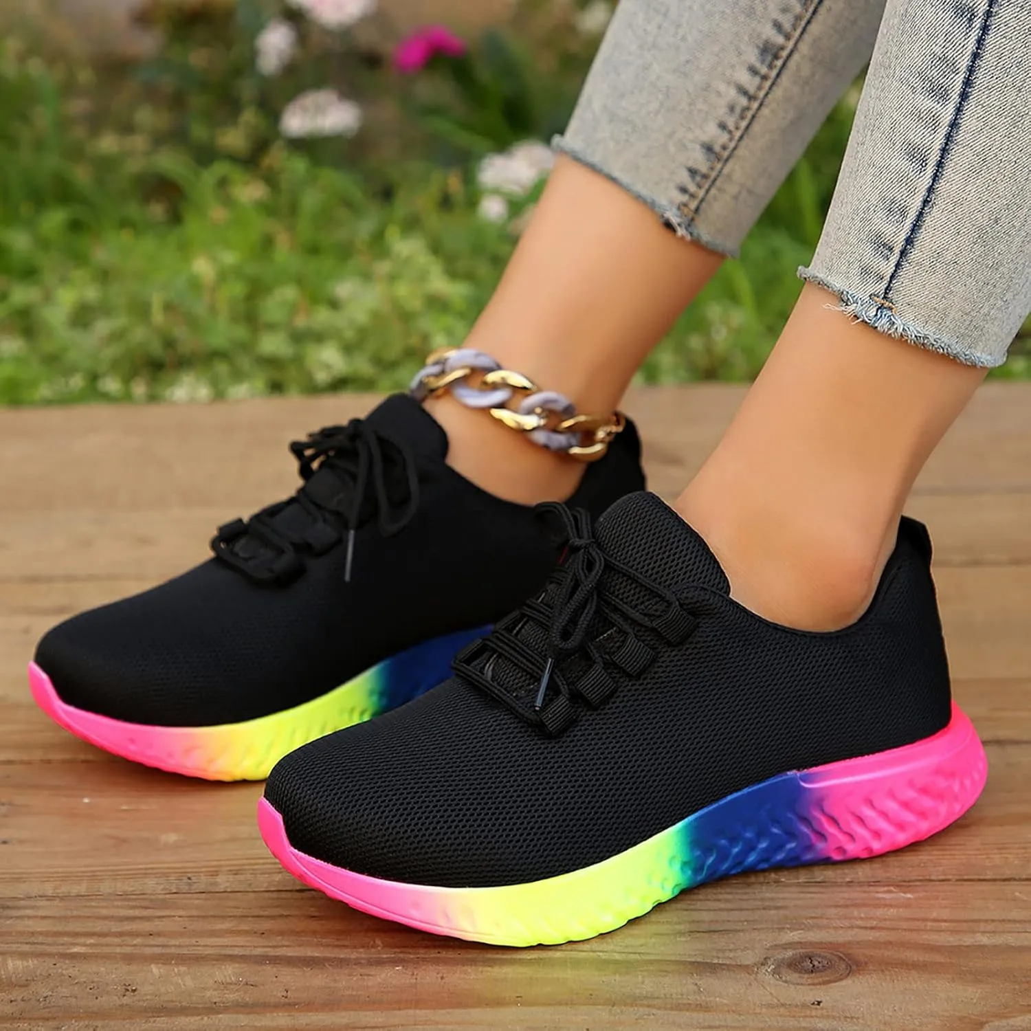 SBGMoSJ Wide Toe Box Gym Shoes Women Slip On Sneakers Women Wide Winter Womens Casual Shoes for Jeans Running Shoes Womens Black Womens Black Sneakers Size 9 Wide